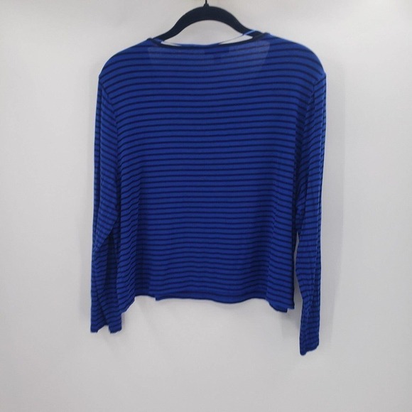 Vince Camuto Striped Cropped Knit Top Womens XL Blue Black Long Sleeve Shirt - Picture 3 of 10